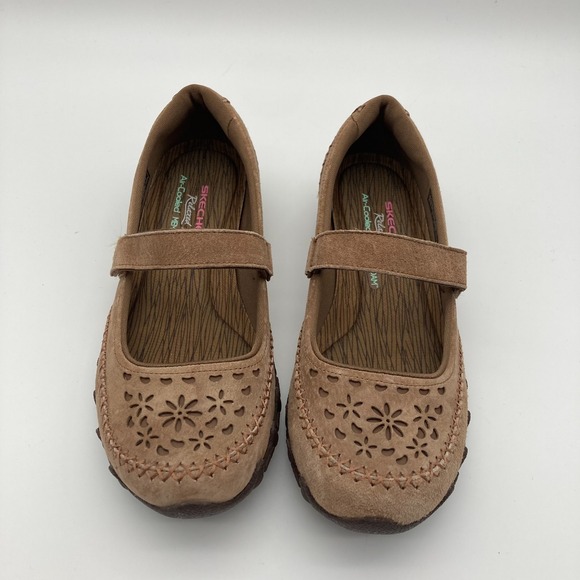 Skechers Relaxed Fit Memory Foam Suede Mary Jane Shoes Tan Women's Size 7.5 - Picture 3 of 14